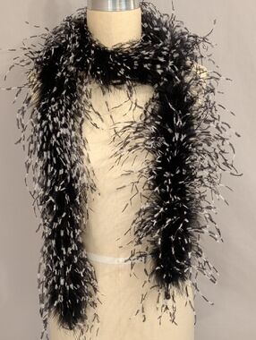 Black & White Feather Boa Scarf - 76" Long Fun Sexy Accessory Nice Quality